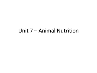 Unit 7 animal nutrition - diet