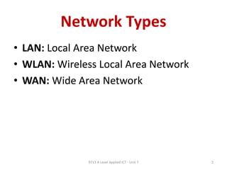 CIE A Level Applied ICT Unit 7 - Computer Networks | PPT