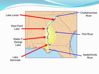 Lake Lanier
West Point
Lake
Walter F.
George
Lake
Lake
Seminole
Apalachicola
River
Flint River
Chattahoochee
River
 