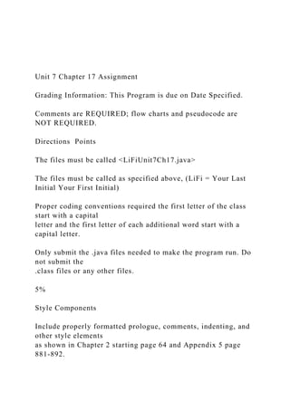 Unit 7 Chapter 17 Assignment Grading Information This Pro.docx