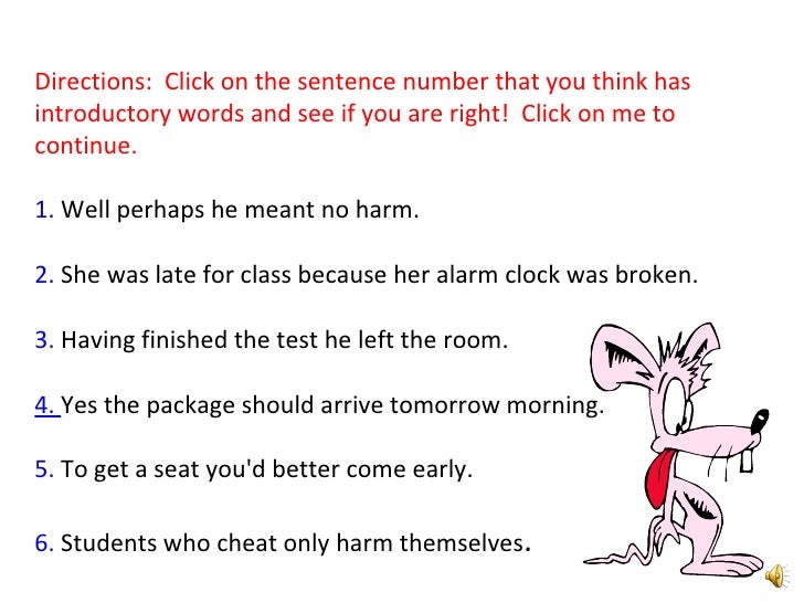 Unit 7 Commas After Introductory Words Lesson Unit 7 Commas After Introductory Words Lesson