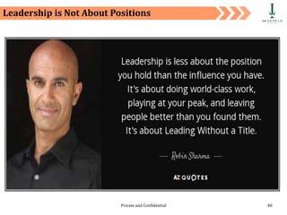 Private and Confidential 40
Leadership is Not About Positions
 