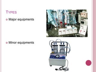 TYPES
 Major equipments
 Minor equipments
 