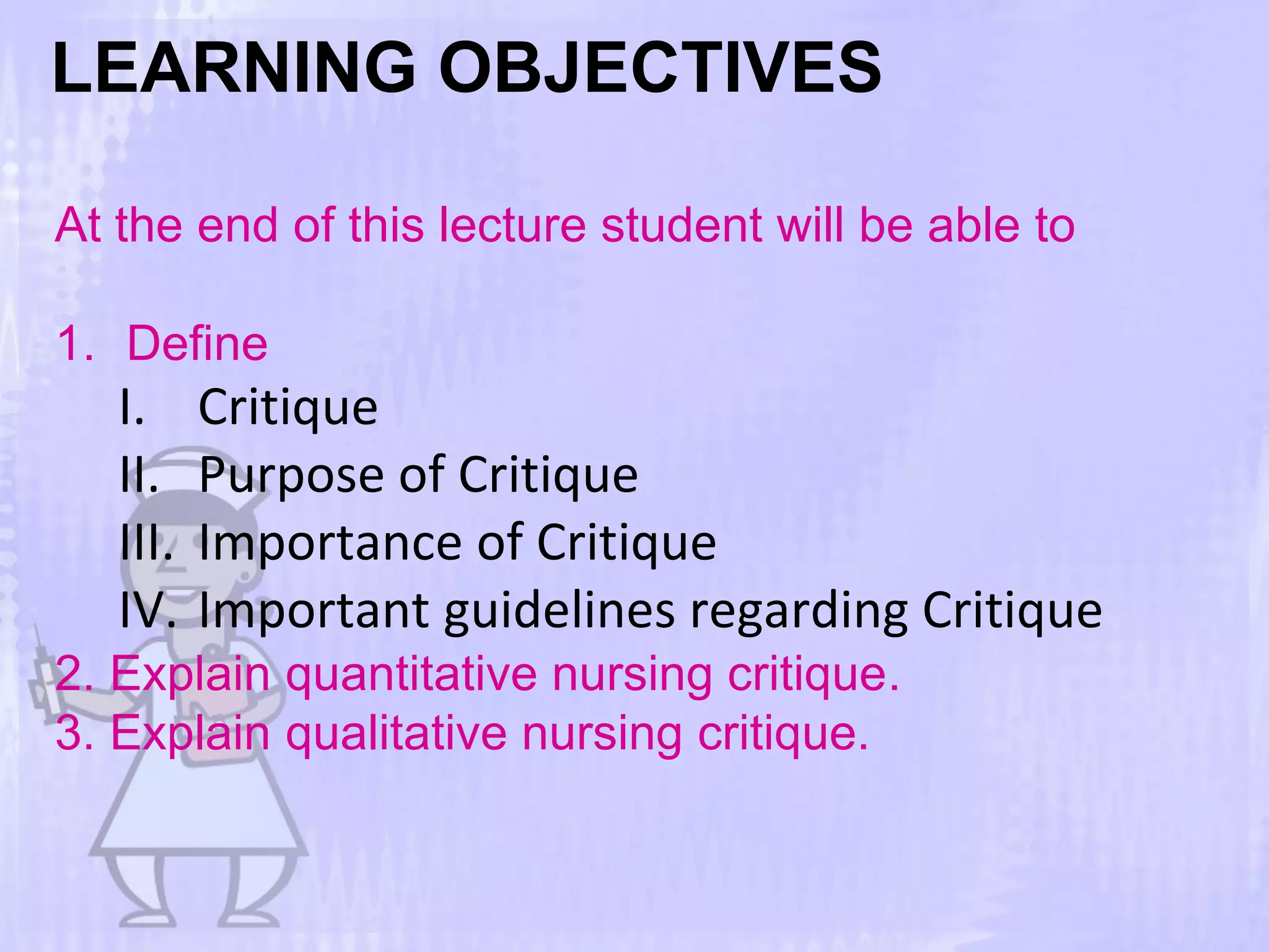 Nursing Critique Pdf
