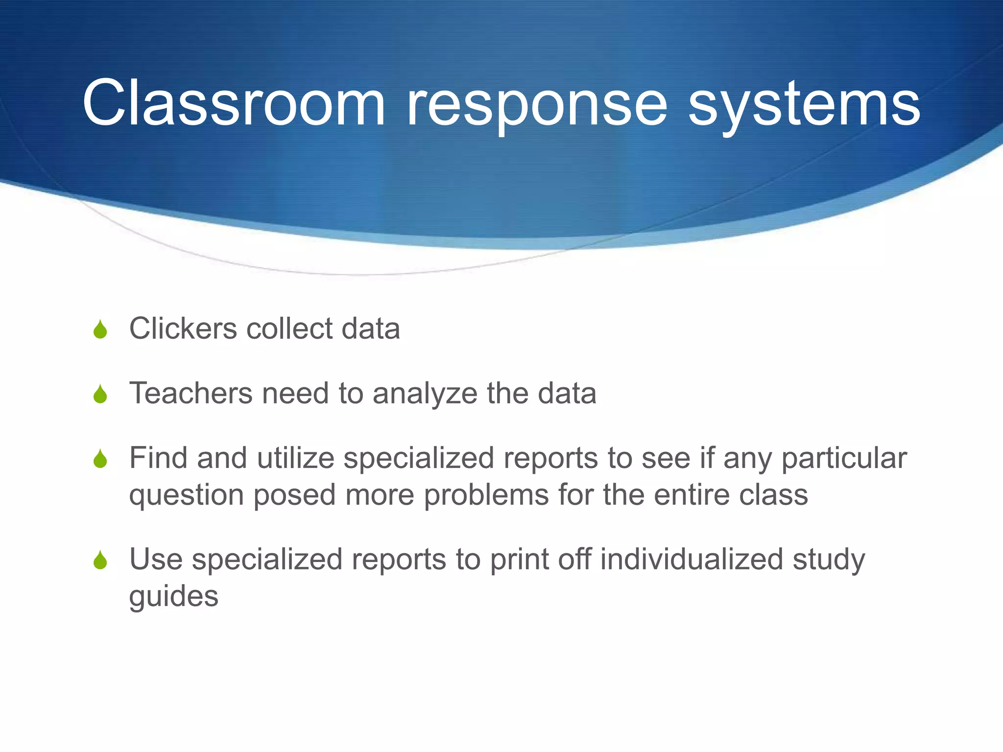 Since at this point in your unit assessments are formative, consider….Word processing possibilitiesGraphic representationsClassroom response systems