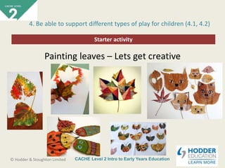 CACHE Level 2 Intro to Early Years Education© Hodder & Stoughton Limited
Starter activity
4. Be able to support different types of play for children (4.1, 4.2)
Painting leaves – Lets get creative
 