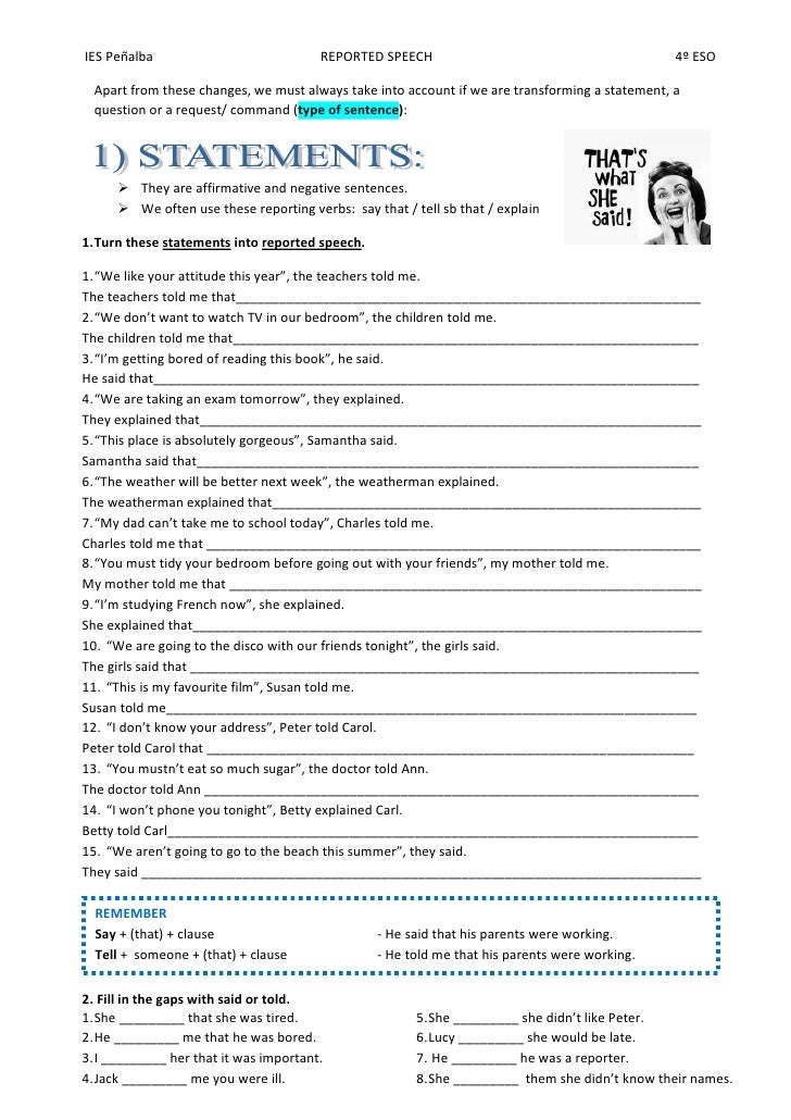 Unit 7 reported speech explanation