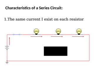 Characteristics of a Series Circuit:
1.The same current I exist on each resistor.
 