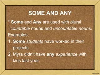 Unit 7: Switched on (countable and uncountable nouns, some and any) | PPT