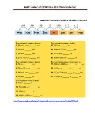 UNIT 7.- GRAPHIC EXPRESSION AND COMMUNICATION 
MAKING MEASUREMENTS OF LENGTH AND CONVERTING UNITS 
http://www.juntadeandalucia.es/educacion/descargasrecursos/aicle/html/pdf/077.pdf 
 