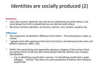 What is the ‘self’?Describe yourself,  e.g.In terms of ‘I am’ statementsWhat do I stand for?What do I defend?What am I not? 