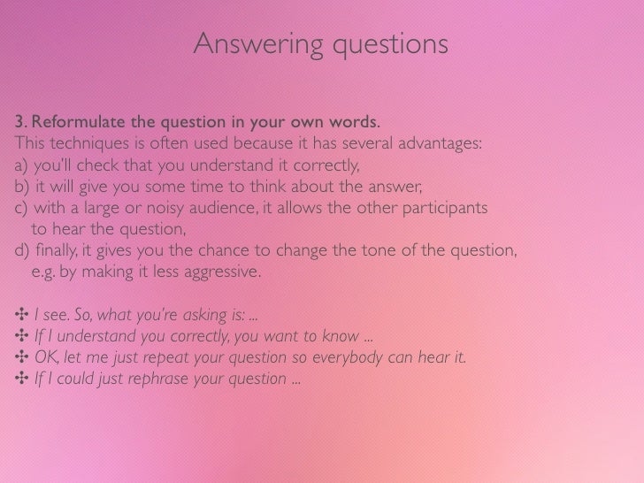 Presentation Skills. Unit 8: Dealing with Questions