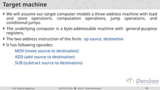 COMPILER DESIGN UNIT 8 CODE GENERATION FINAL PHASE | PPTX