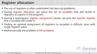 COMPILER DESIGN UNIT 8 CODE GENERATION FINAL PHASE | PPTX