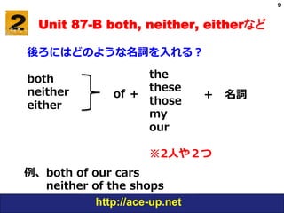 わかる中級英文法 Grammar in Use Unit 87 both, neither, either | PDF