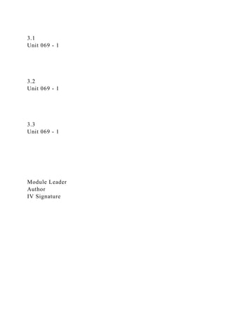 3.1
Unit 069 - 1
3.2
Unit 069 - 1
3.3
Unit 069 - 1
Module Leader
Author
IV Signature
 