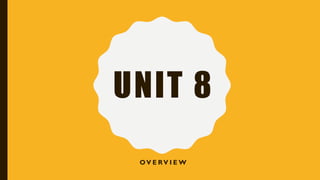 UNIT 8
OV E RV I E W
 