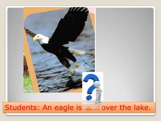 Students: An eagle is ….… over the lake.
 