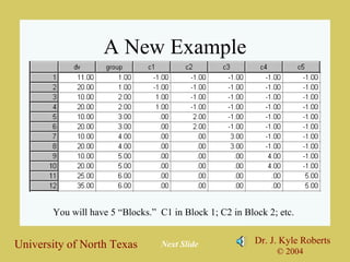 A New Example Next Slide You will have 5 “Blocks.”  C1 in Block 1; C2 in Block 2; etc. 