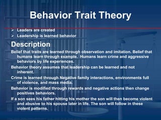 Behavior Trait Theory Leaders are created