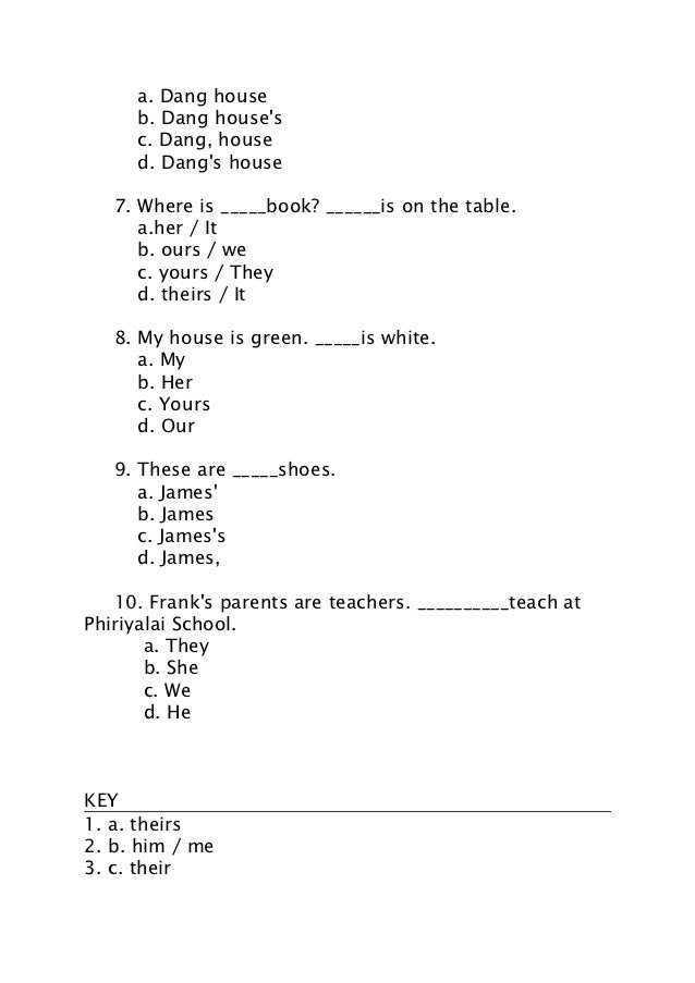 Unit 9 (progress test)