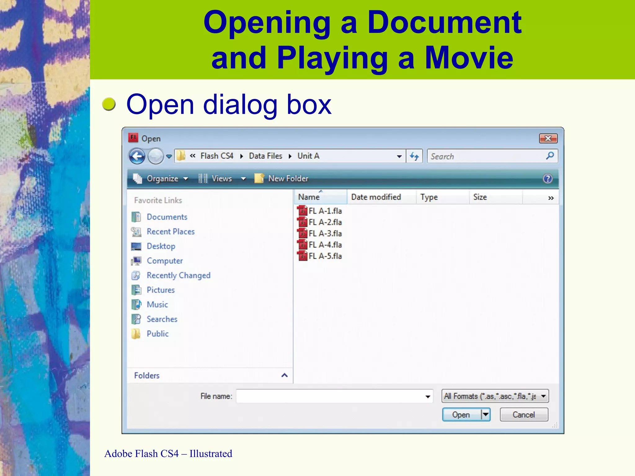 Opening a Document and Playing a Movie Open dialog box 