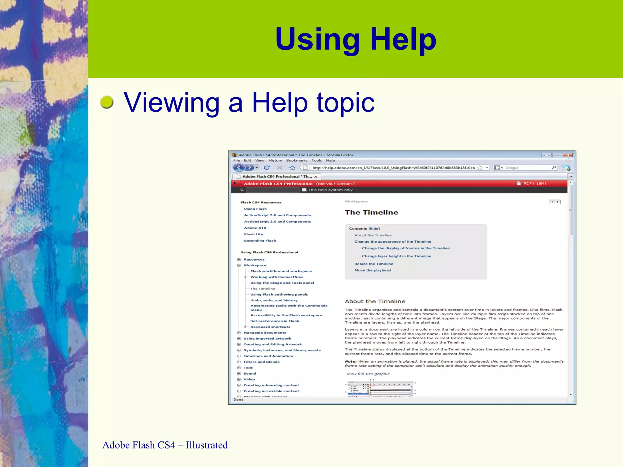 Using Help Viewing a Help topic 