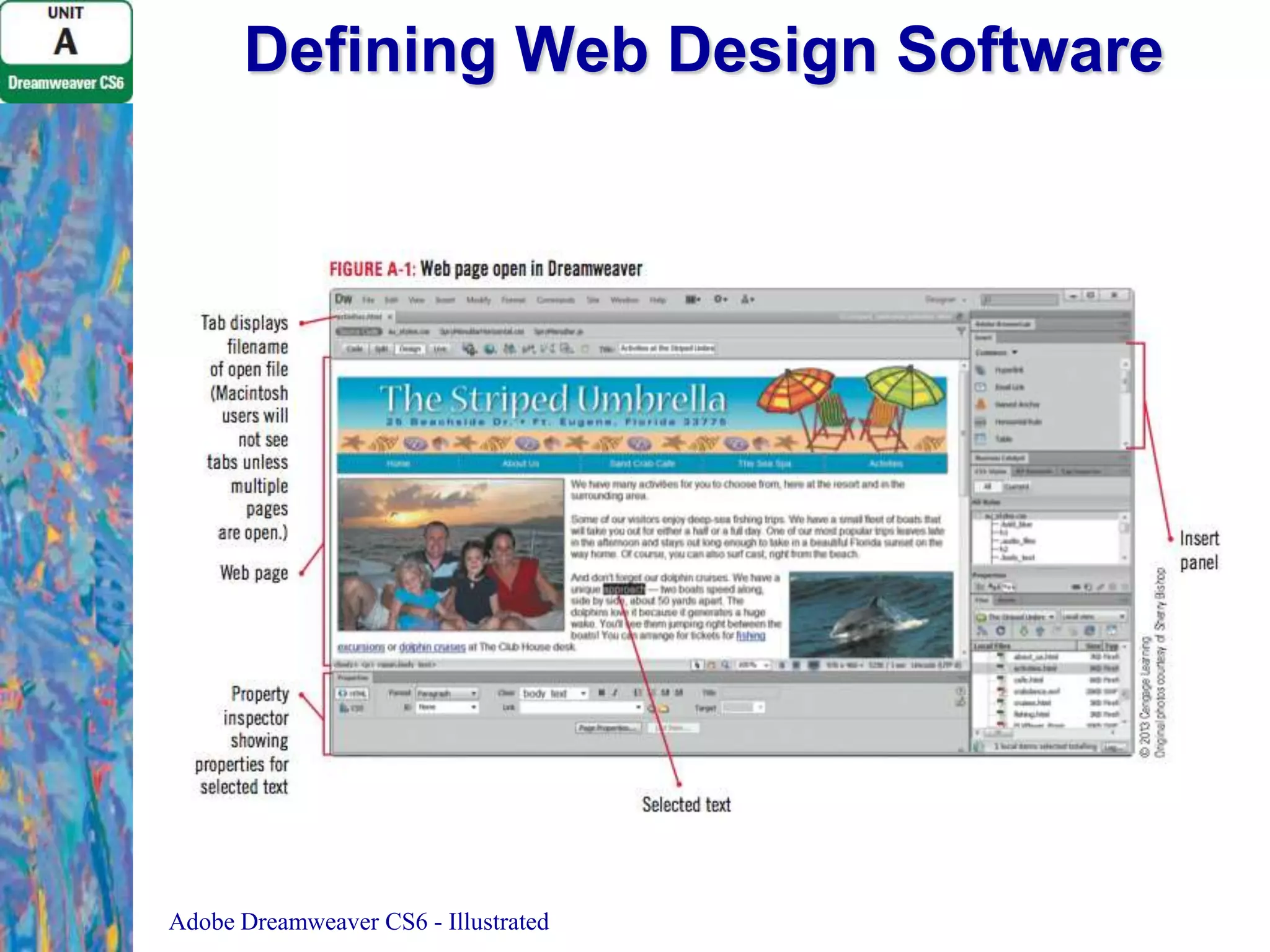 Defining Web Design Software

Adobe Dreamweaver CS6 - Illustrated

 
