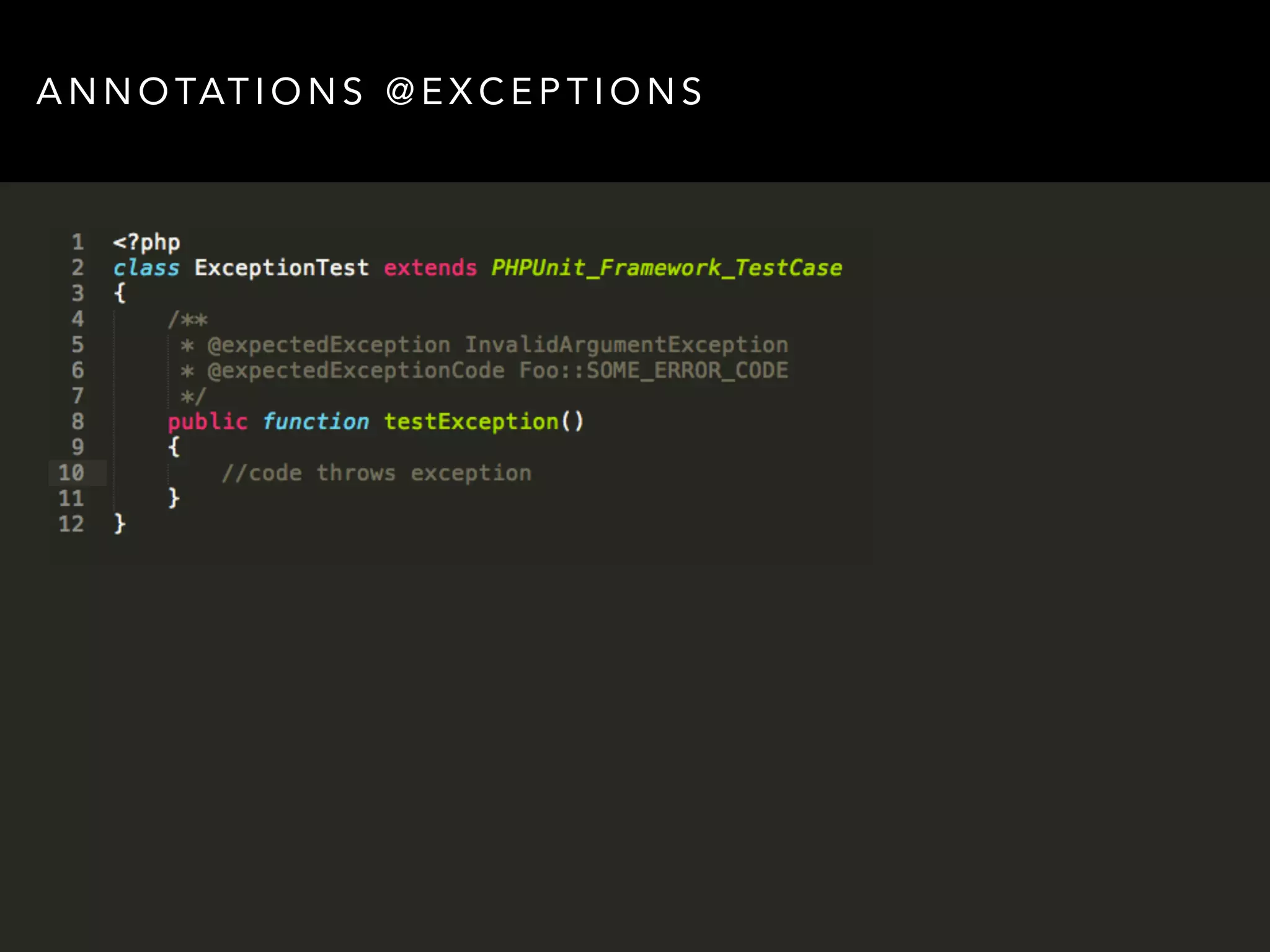 ANNOTATIONS @EXCEPTIONS 
 