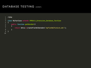 DATABASE TESTING (CONT) 
 