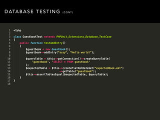DATABASE TESTING (CONT) 
 