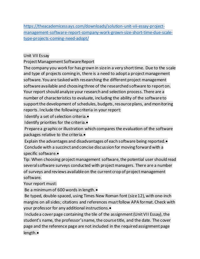 Unit Vii Essay Project Management Software Report English Model Essays Examples Of A Thesis Statement For An Essay Unit Vii Essay Project Management Software Report How To Write A Essay For High School also Autobiographical Incident Essay