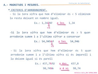 A.- MAGNITUDS I MESURES.
Física_1er de batxillerat
 CRITERIS D’ARRODONIMENT.
Verònica Cáliz_INS SERRALLARGA
 