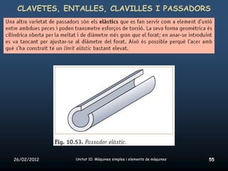 CLAVETES, ENTALLES, CLAVILLES I PASSADORS




26/02/2012   Unitat 10. Màquines simples i elements de màquines   55
 