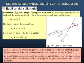 SISTEMES MECÀNICS. ESTÀTICA DE MÀQUINES




26/02/2012   Unitat 10. Màquines simples i elements de màquines   7
 