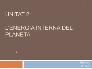 UNITAT 2:
L’ENERGIA INTERNA DEL
PLANETA
Naturals
2n ESO
1
1
 