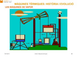 06/10/2013 Unitat 2. Màquines tèrmiques 83
LES MÀQUINES DE VAPOR
MÀQUINES TÈRMIQUES: HISTÒRIA I EVOLUCIÓ
 
