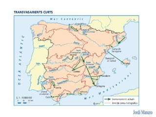 Excepte els rius del nord d'Espanya, la majoria dels rius són de
règim fluvial irregular, amb crescudes en èpoques de desg...