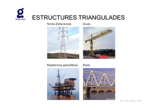 ESTRUCTURES TRIANGULADES
   Torres d’alta tensió       Grues




   Plataformes petrolíferes   Ponts




                                      Autora: Rosa Rodríguez Àvila
 