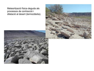 Meteorització física deguda als
processos de contracció i
dilatació al desert (termoclàstia).
 