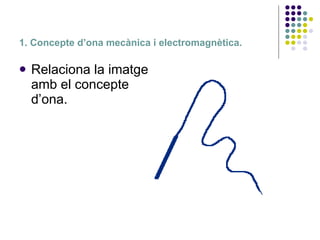1. Concepte d’ona mecànica i electromagnètica. Relaciona la imatge amb el concepte d’ona. 