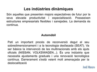 Situació actual de la indústria espanyola
La indústria espanyola es va modernitzar molt arran de la
incorporació a la UE.
...