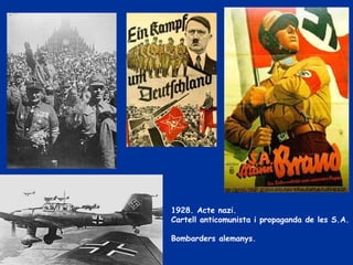 1928. Acte nazi.
Cartell anticomunista i propaganda de les S.A.

Bombarders alemanys.
 