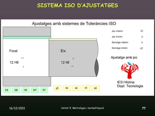 SISTEMA ISO D’AJUSTATGES




16/12/2011          Unitat 9. Metrologia i normalització   77
 