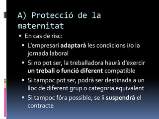 2.1. Drets i deuresdelstreballadorsDRETS (art 29 LPRL)DEURESRebre informacióDret a paralitzar el treball en cas de risc greu i imminentVigilància de la salut mitjançant controls mèdicsDret a subministrar EPIsDret a la participacióGratuïtat de les mesuresAcomplir les mesures de prevencióUsar adequadament aquestes mesuresNo posar fora de funcionament els dispositius de seguretatInformar de qualsevol riscCooperar amb l’empresari