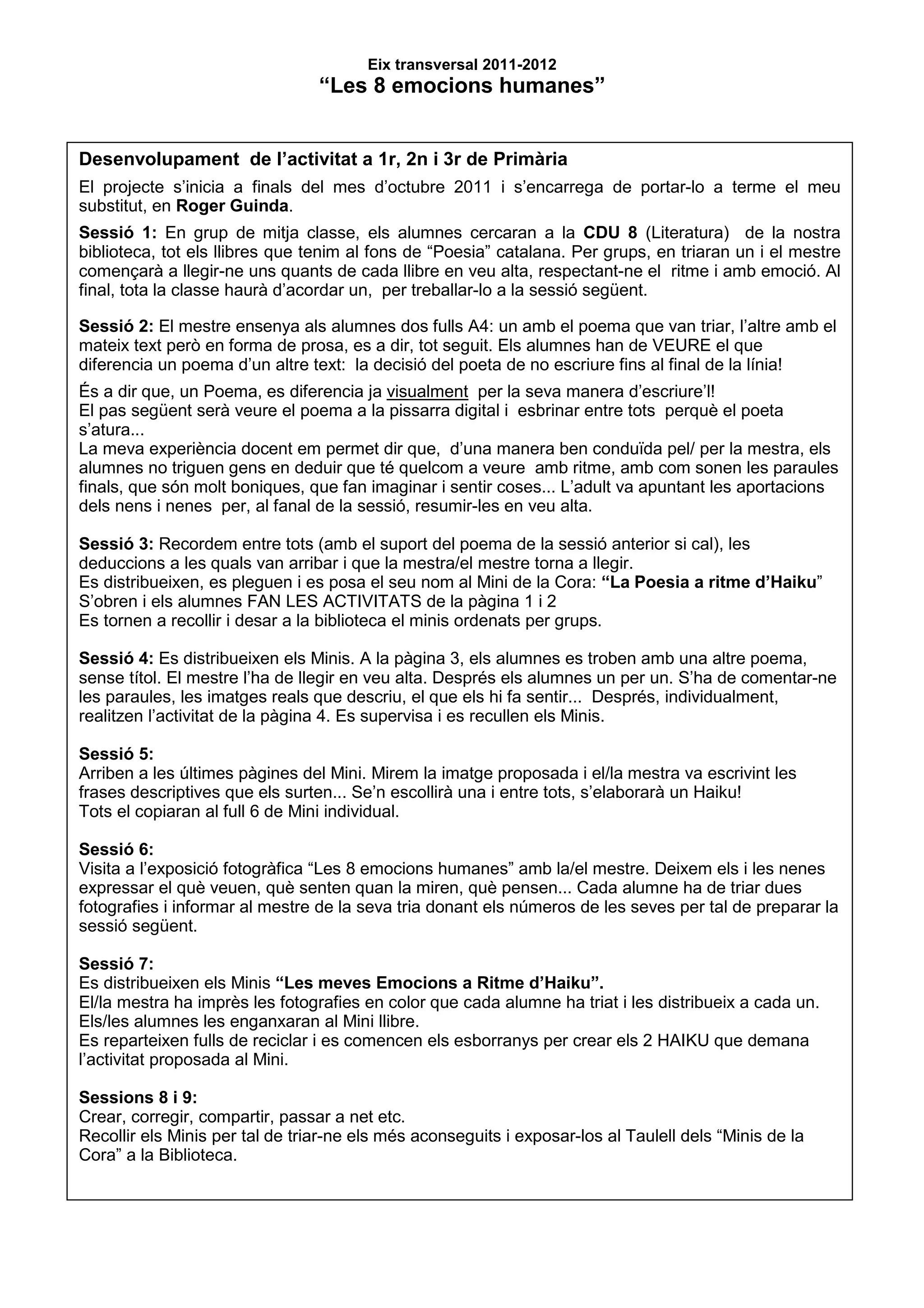 Unitat i materials POESIA JAPONESA, CI i 3 r de primaria | PDF