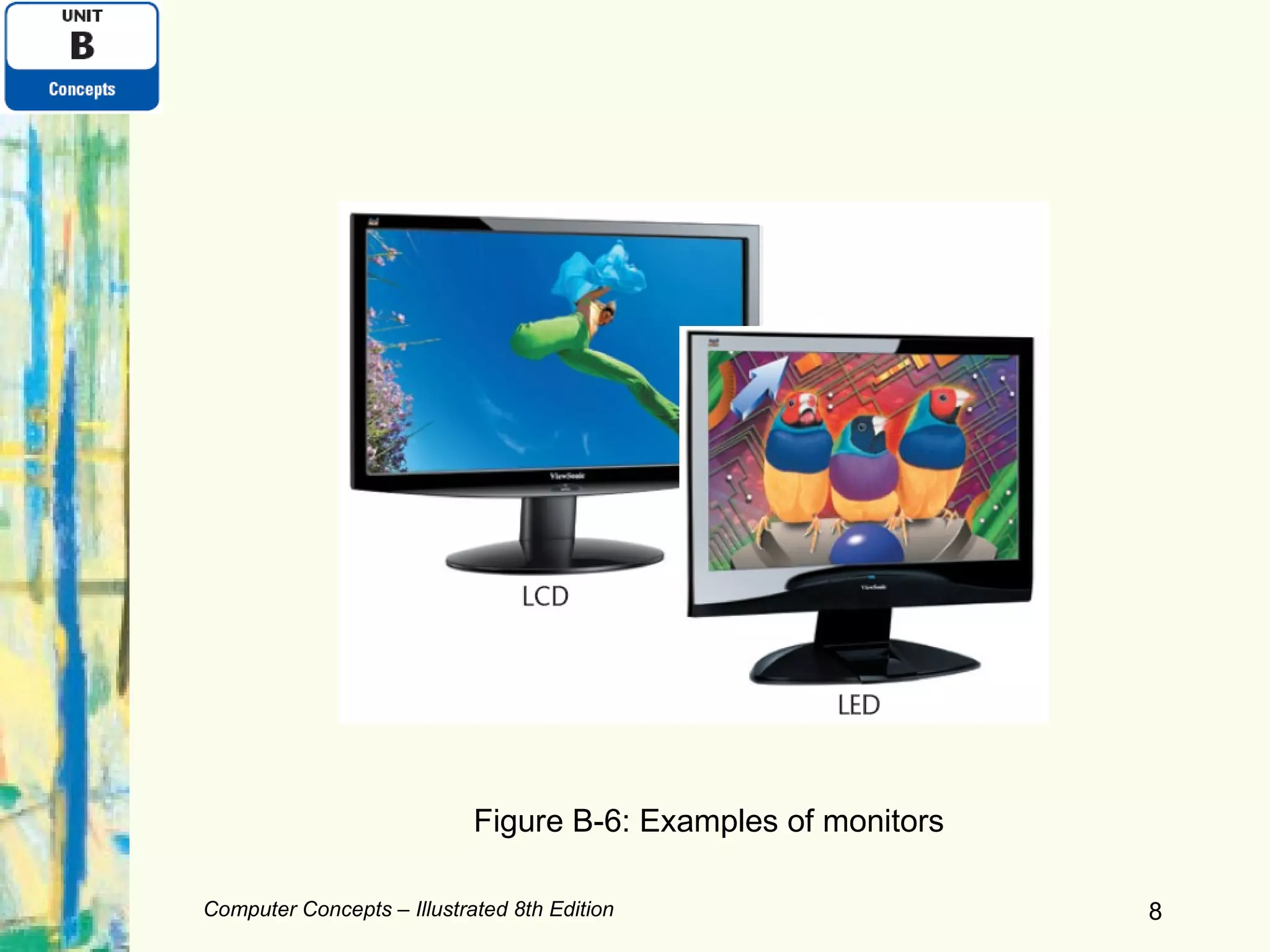 Computer Concepts – Illustrated 8th Edition Figure B-6: Examples of monitors 