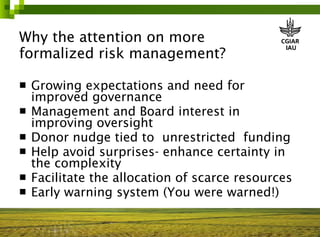 Risk management in ILRI 