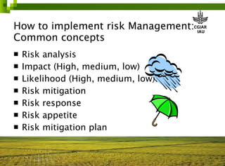 Risk management in ILRI 