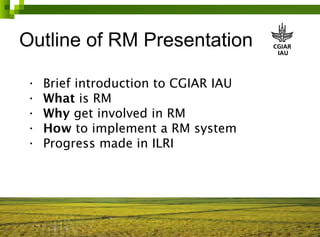 Risk management in ILRI 